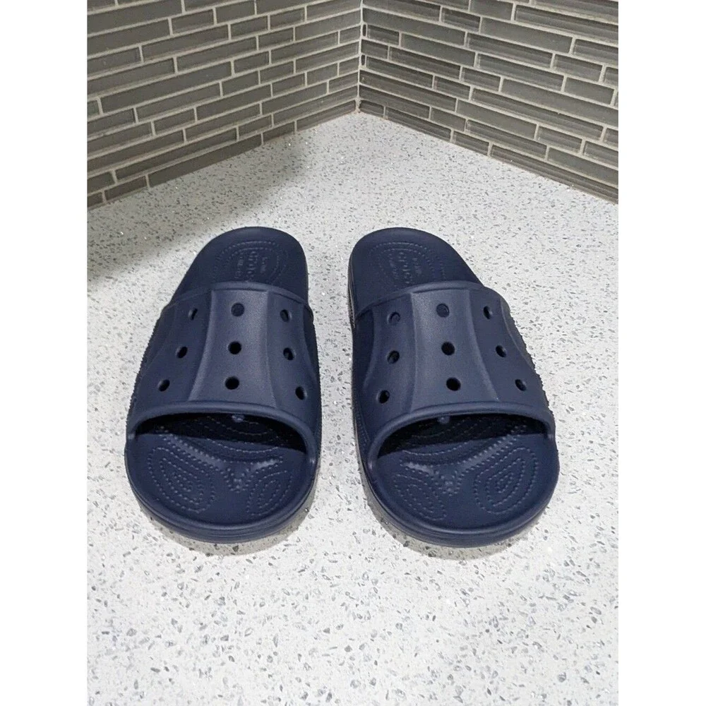 Crocs Baya Slide II 2 Navy Blue Sandal Slip-on Slide Pool Beach Men 10 Women 12